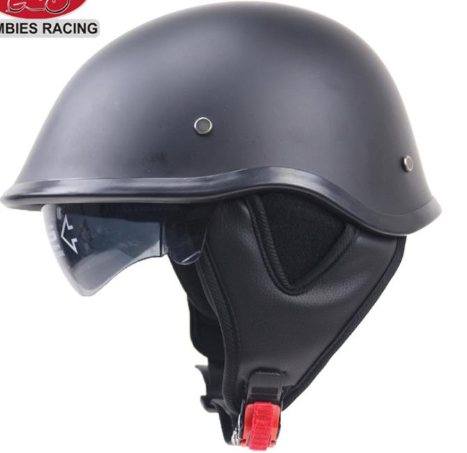 

Genuine ZR-111 motorcycle helmet motorcycle Harley helmet half helmet DOT certification Black flame (with built-in lens, Multi-color