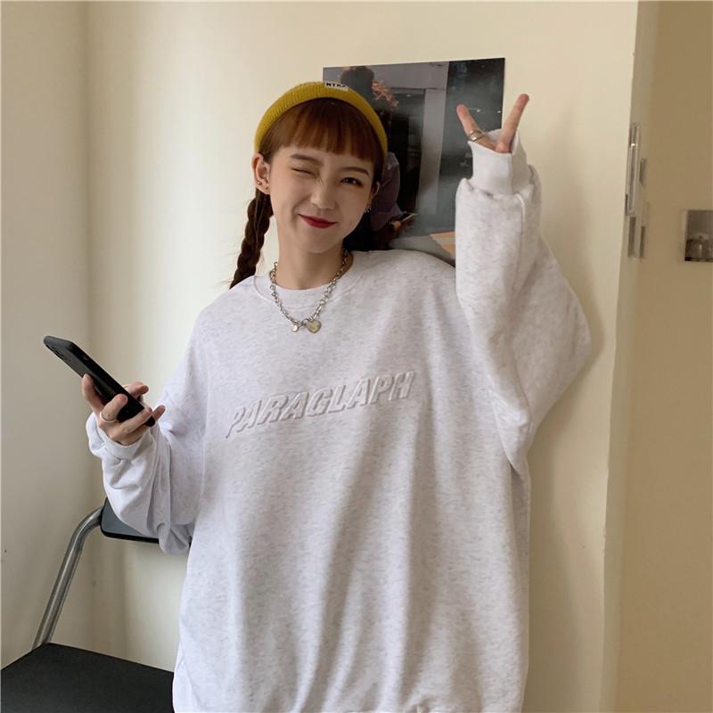 

Winter Clothes Oversized Crewneck Sweatshirt For Women Graphic Vintage Pullover Teen Girls Fall 2020 Thick Warm Plus Size, Black