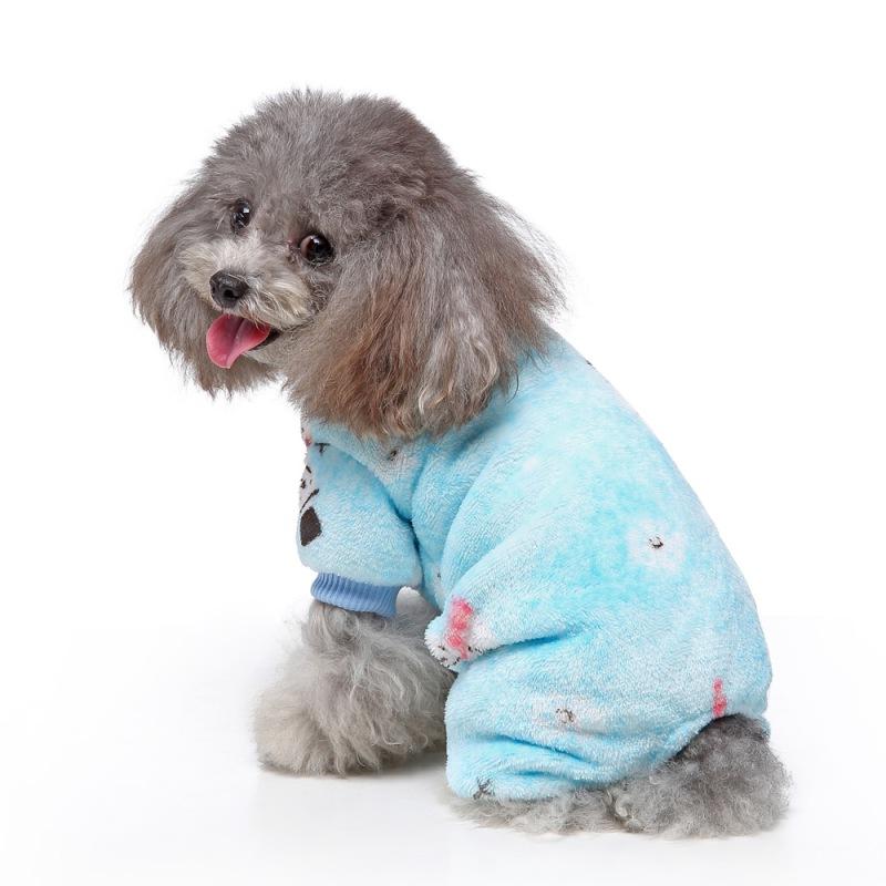 

2020 New Pet Christmas Outfits 4-legged Cartoon Pattern Costume Small And Medium Pet Dogs Cold Weather Jumpsuit, Blue