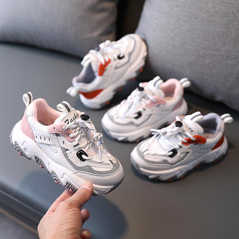 

New Children Sneakers Student Sports Shoes Boys Girls Casual Breathable Mesh Spring Flats Toddler Baby Kids 02A, Pink