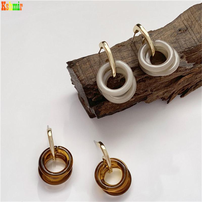 

Kshmir 2020 for Women Fashion Metallic Retro Resin Geometric Circle Earrings for Girls Jewelry Jewelry Earrings Punk Zinc Alloy