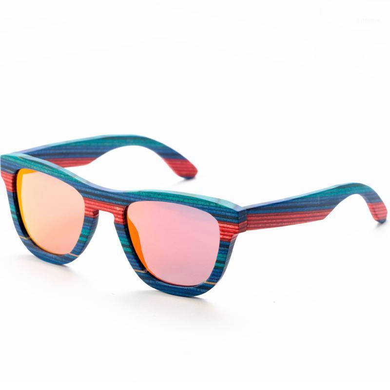

Ladies fashion wooden sunglasses blue wooden frame bamboo sunglasses polarized lens skateboard wood handmade UV4001