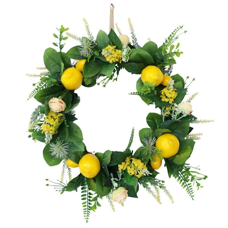 

Decorative Flowers & Wreaths Lemons Wreath Spring Fruit With Artificial And Green Leaves For Front Door, Wall, Home Decor, Green yellow
