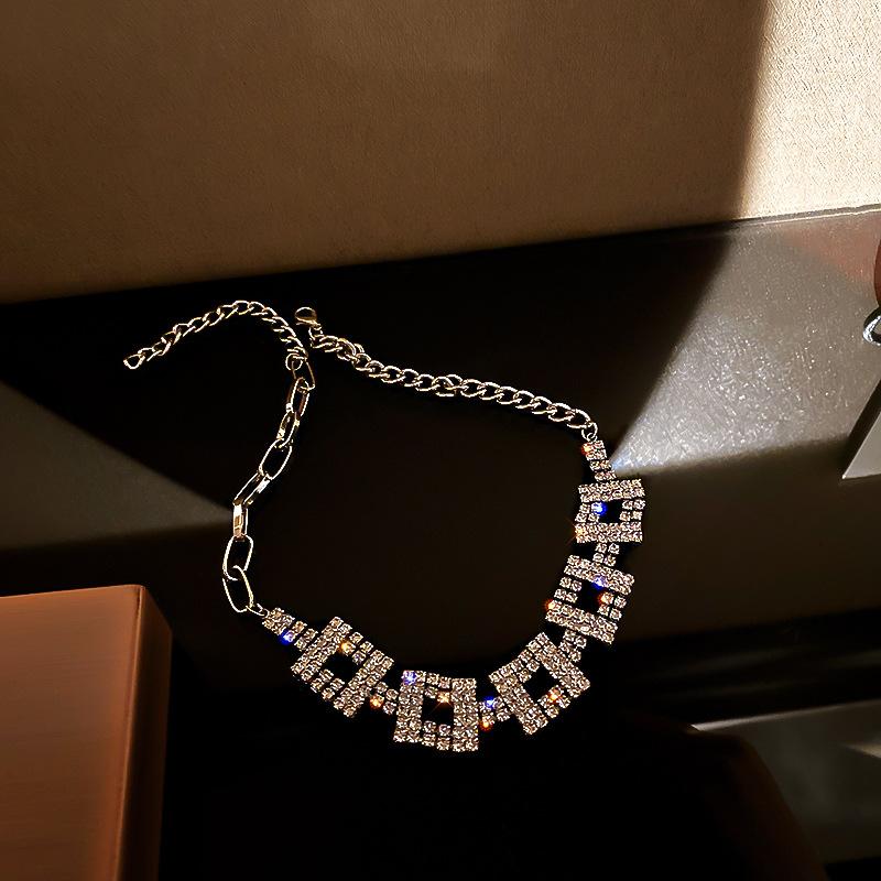

Full Crystal Rhinestone Square Choker Necklace Women Jewelry Statement Hip Hop Necklaces Bling Iced Out 2021 Big Chokers, Golden;silver