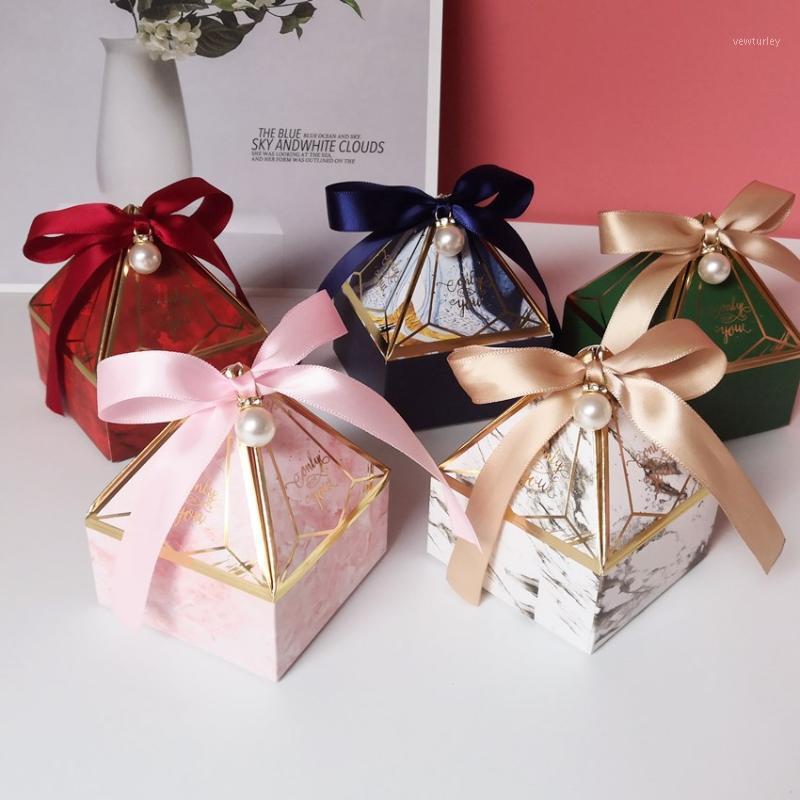

New Gem Tower Bronzing Candy Box Small Cardboard Box Wedding Card DecorationPaper Gift Packaging Event & Party Supplies1
