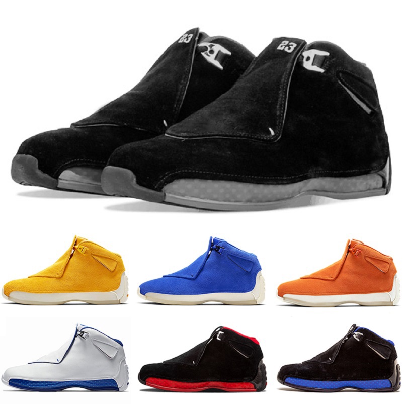 

Cheap Classic Black Jumpman 18 mens basketball shoes Sport Royal Orange Suede Sport Royal Varsity Red 18s men trainers sports sneakers