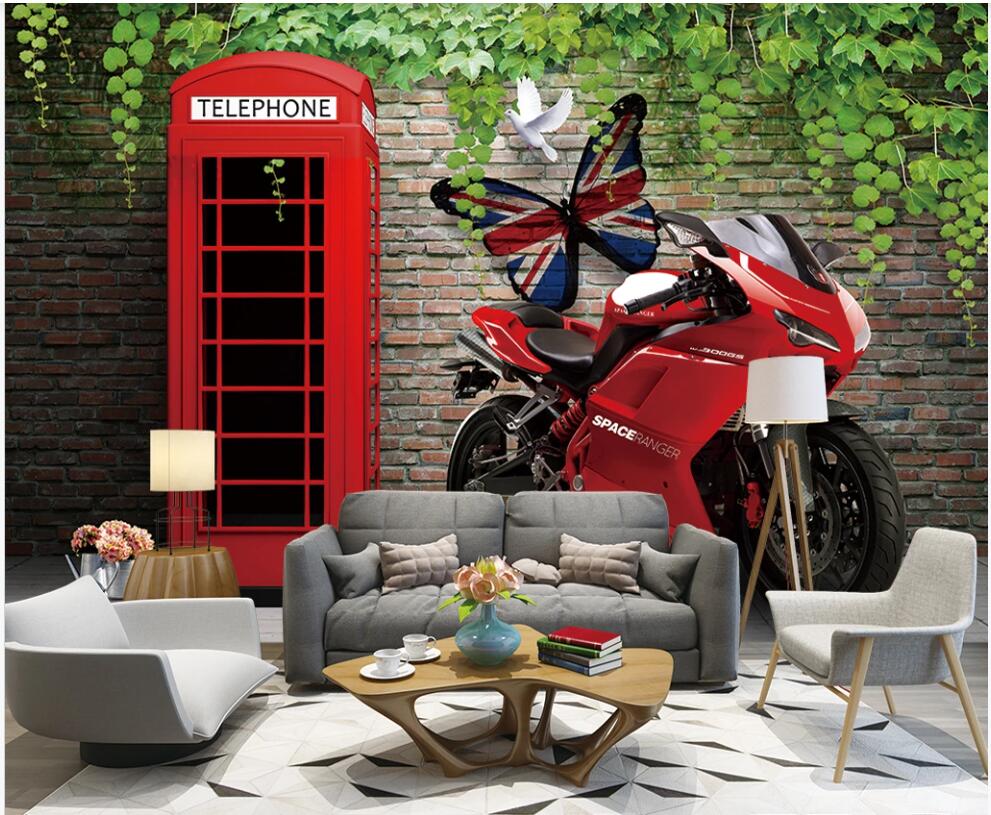

3d wallpaper custom photo mural Brick wall motorcycle bar coffee shop home decor 3d wall murals wallpaper in the living room, Non-woven wallpaper