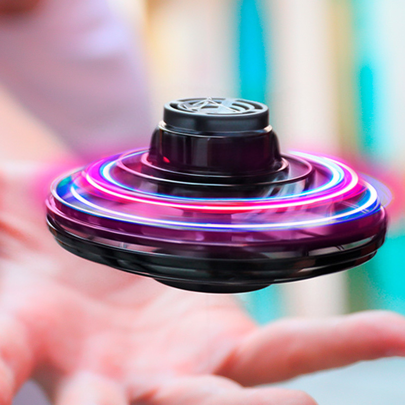 

Flynova mini led UFO finger spinner Flying spinner returning gyro Kids toy child christmas gift outdoor saucer Drone gaming LJ200921