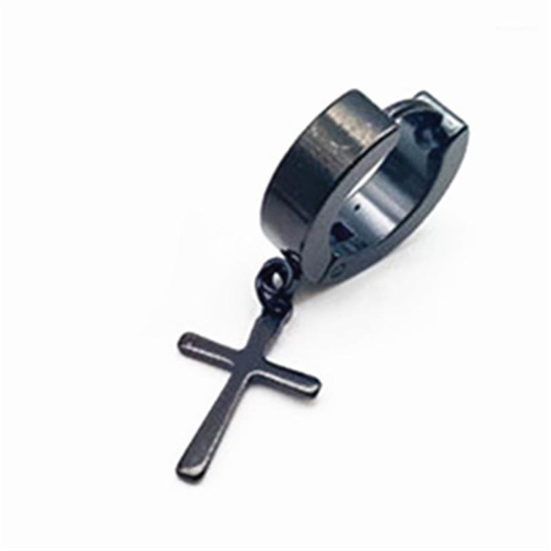 

New Fashion Circle Round cross earrings for men Stainless Steel Pendant Stud Earrings Punk Rock Style Male Men Jewelry1