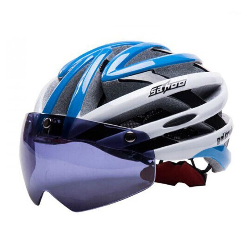 

Motorcycle Bicycle Helmet Women Men Cycling Helmet Magnetic Goggles Ultralight Motorbike Mountain Road Bike1, Blue