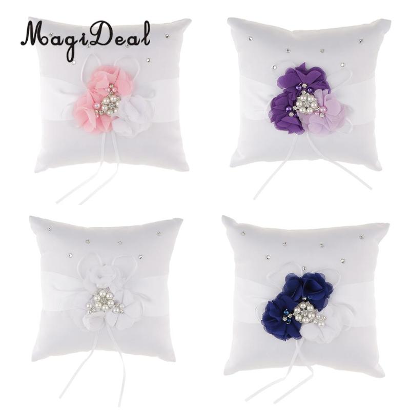 

Wedding Crystal Flower Ring Pillow Ring Bearer Cusion Wedding Prom