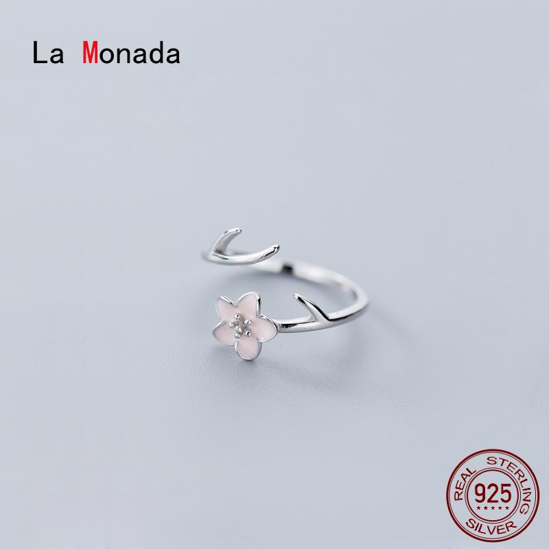 

La Monada Plum Blossom Silver Ring 925 Korean Adjustable Rings For Women Silver 925 Sterling Jewelry Stylish Rings For Girls