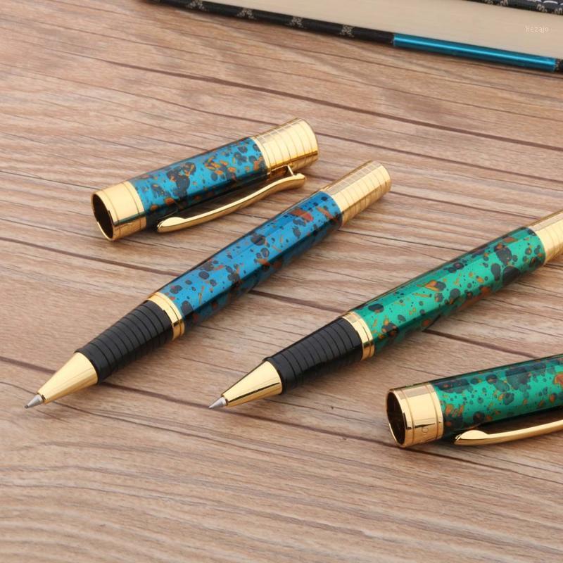 

2020 luxury quality Ice flower golden Rollerball Pen Frosted GREEN signature elegante Stationery Student Office supplies INK PEN1, A2