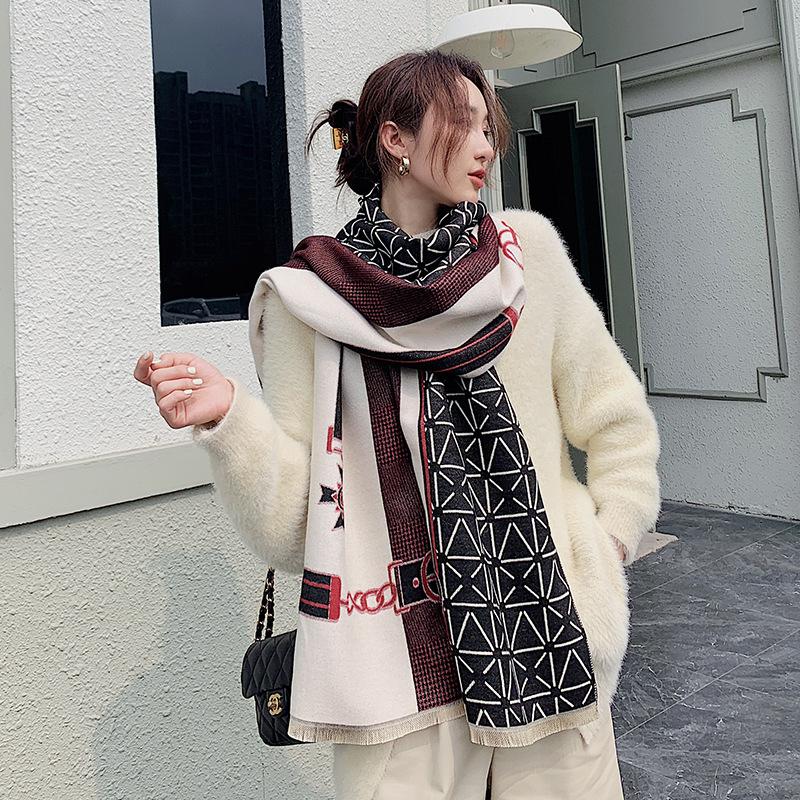 

2020 Women Cashmere Plaid Scarf Warm Winter Foulard Shawls Female Wool Blanket Scarves Stoles Bufandas