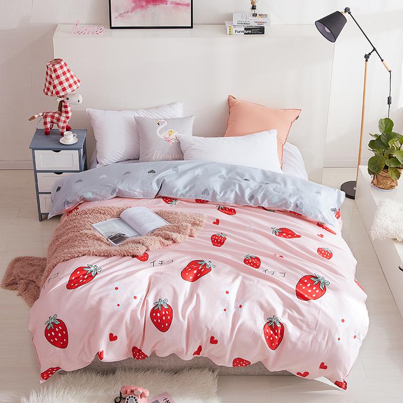 

New Design 2020 1Pcs Duvet Cover Cartoon Red Strawberry Pattern Quilt Cover Skin Care Cotton Bedclothes /180x220cm Size, 10