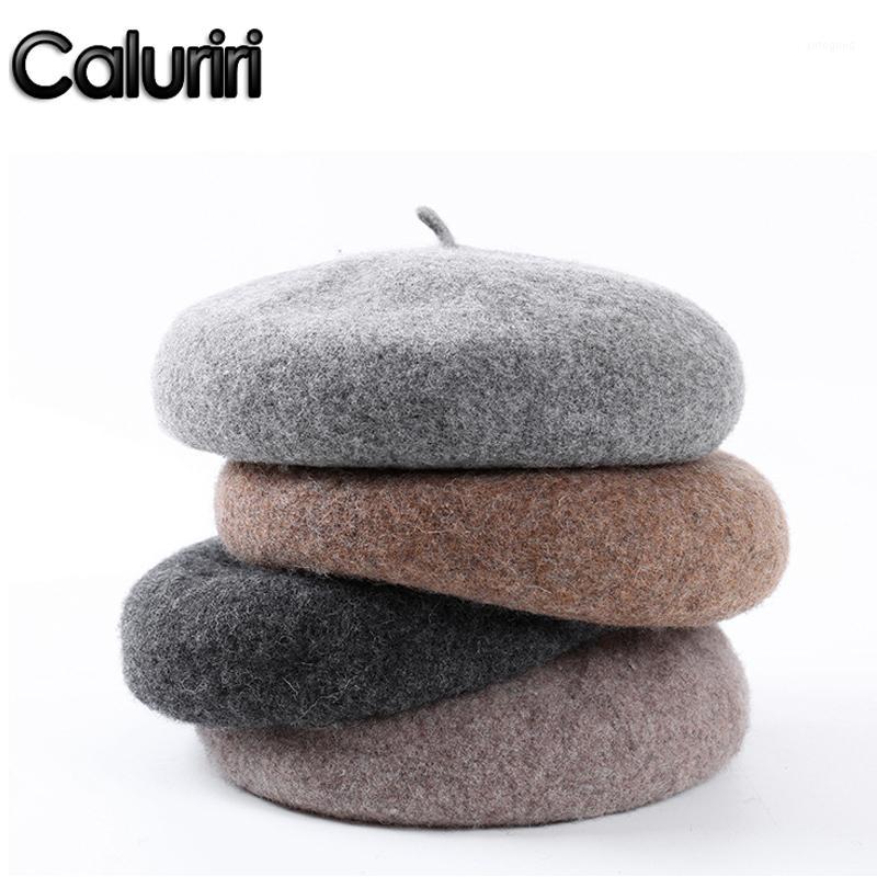 

Stingy Brim Hats Caluriri Women Girl Beret French Artist Warm Wool Winter Beanie Hat Cap Vintage Plain Solid Color Lady Hat1