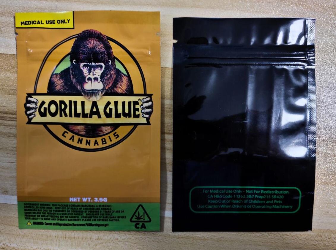 

GORILLA GLUE BAG 3.5g Smell Proof Bags Vape Packaging for Dry Herb GORILLA GLUE mylar Zipper bag DHL Free