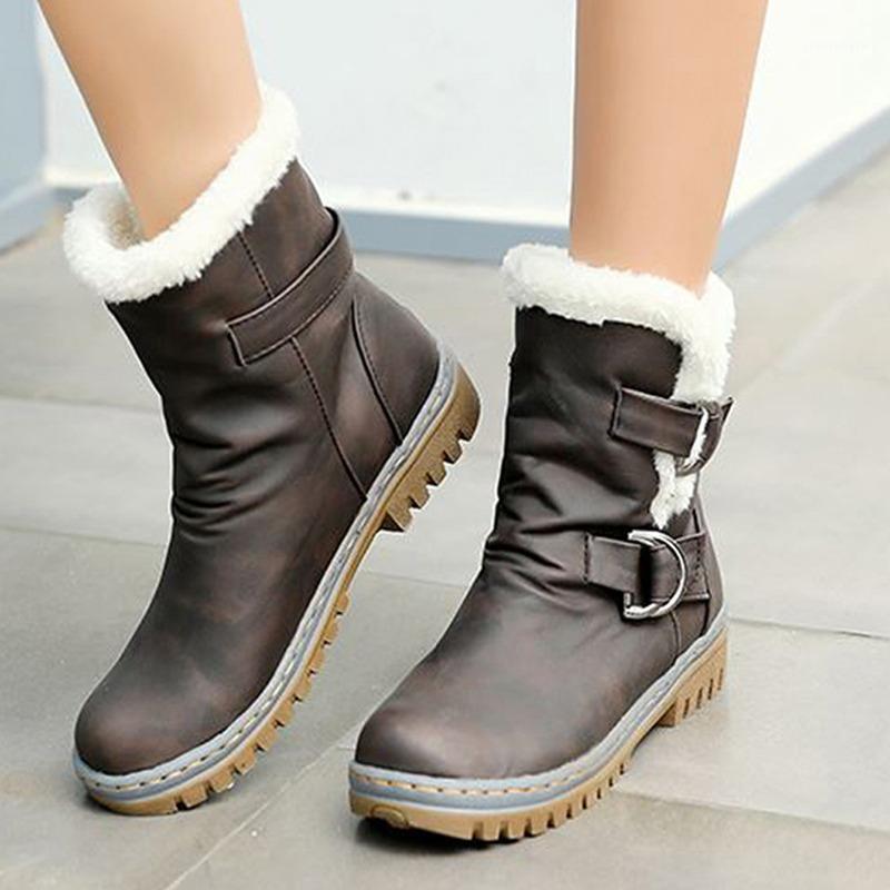

Women Ankle Boots Plush Buckle Female Snow Boots Fashion Suqare Heel 2020 New Winter Shoes1, Yellow