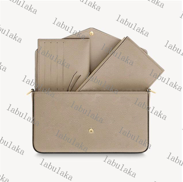 

Three-piece wallet brown letter flower leather fashion POCHETTE chain shoulder bag handbag mini wallet card bag fashion bag with box, Not sell seprate gift