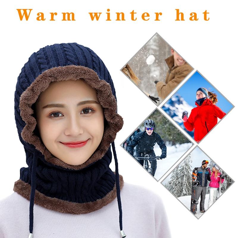 

3 In 1 Unisex Winter Knitted Beanie Hat Women Warm Fleece Lining Cap Scarf New, Nv