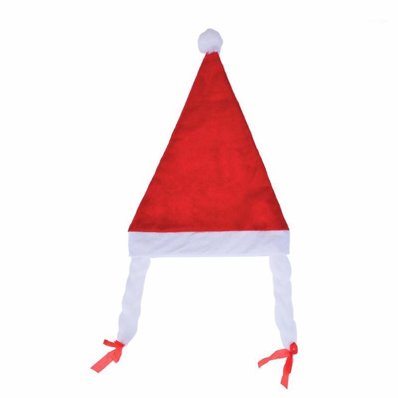 

Non-Woven Christmas Hat Fashion Trend Korean Street Accessories Lovely Soft Santa Claus Hat Holiday Gift with Braid1