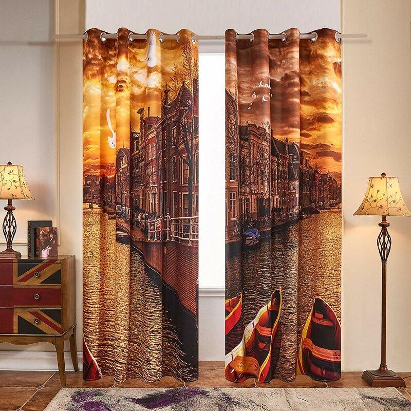 

Printed Blackout Double Layer Thermal Grommet Curtain Soft Drapery and Fantastic Pattern Curtains for Living Rooms Bedrooms