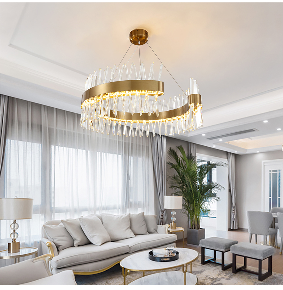 

Luxury modern led chandelier lamp for livingroom creative design crystal light fixture dining room decor gold hanging lighting