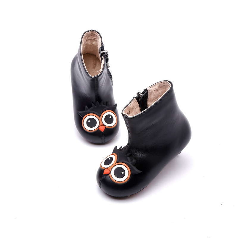 

baby girl shoes Martin boots New autumn/winter boots cowhide baby boots with soft sole cute falcons children shoes, Black