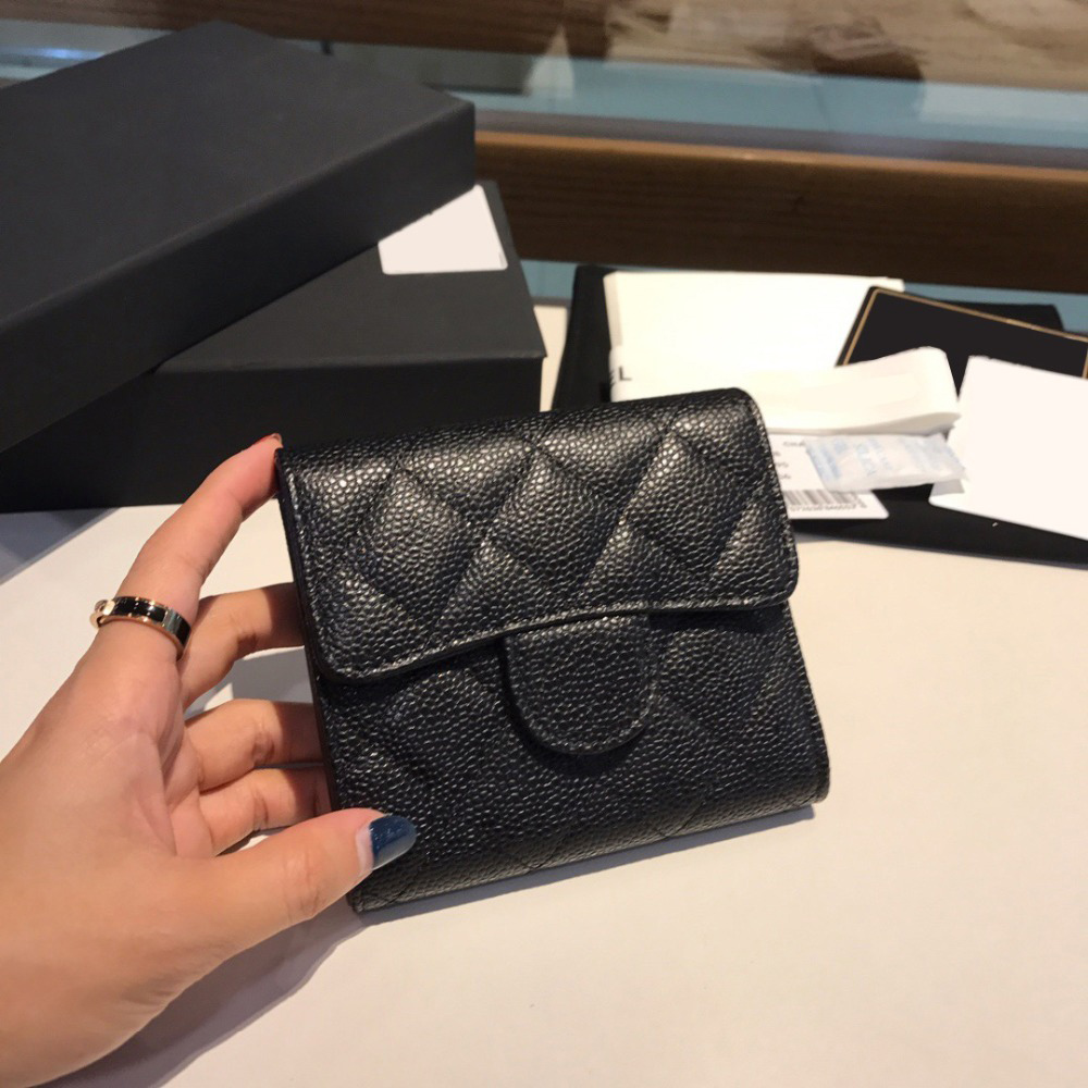 

new best quality lambskin caviar genuinel leather womens wallet with box luxurys designers wallet mens wallet purse credit card holder 069, Red;black