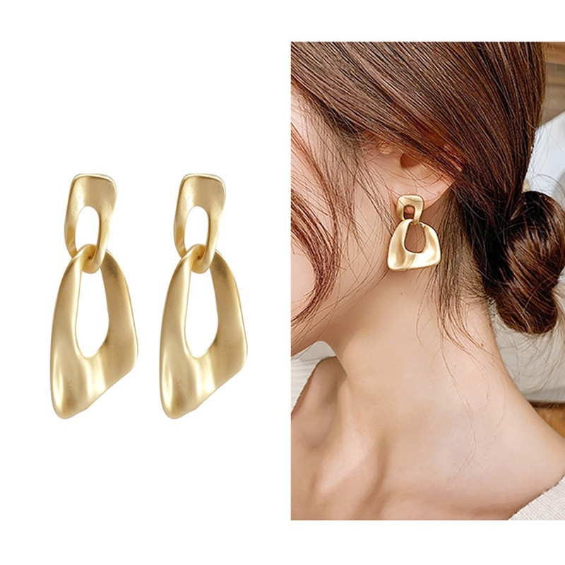New Fashion Young Womens 18K Gold Plated 925 Silver Needle Hoop Earring Classic Design Geometry Shape Earrings-image-616721889