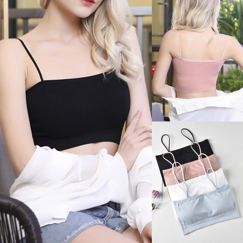 

Women Tank Crop Top Bra Underwear Seamless Tube Top Back Hollow Lingerie Wire Free Intimates With Removable Padded 20211, Black