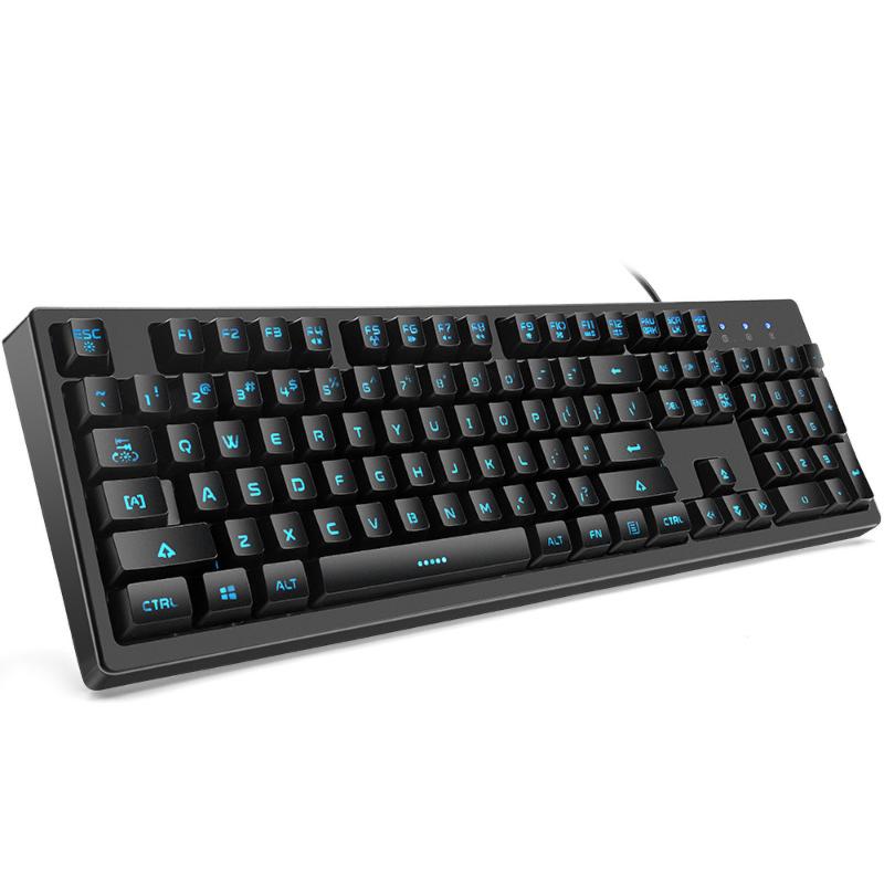 

Basaltech Mechanical Feeling Gaming Keyboard Wired USB with LED Backlit Quiet Keys Ergonomic Waterproof Membrane Keyboard Black