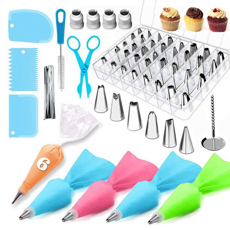 

72 PCS/set Cake Decorating Tools Kit Icing Tips Turntable Pastry Bags Couplers Cream Nozzle Baking Tools Set
