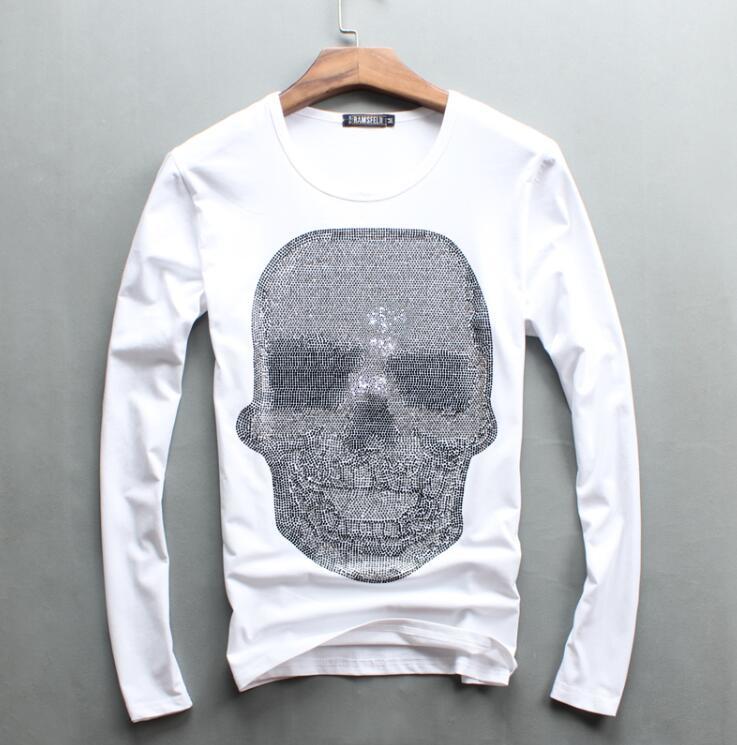 

New Hot 2020 Design Drill Man Casual Fashion Tshirt Size Asian Diamond Stone Men Long t 8mcz, The picture shown