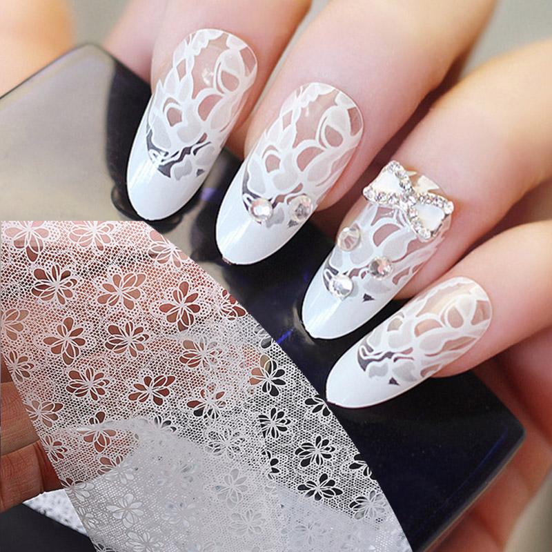 

Charm White Lace Nail Foils Flower Design Water Transfer Nail Sticker Sliders 2 Boxes Self-adhesive Decals Manicure Tools, No 08