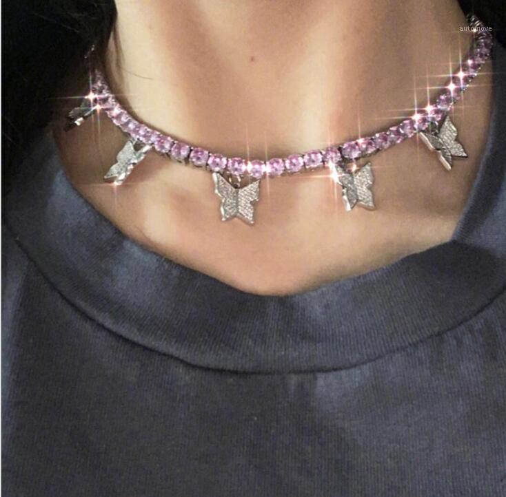 

Fashion Female Butterfly Pendant Necklace Rhinestone Shining Statement Crystal Charms Choker Pendientes aesthet Jewelry Gift1