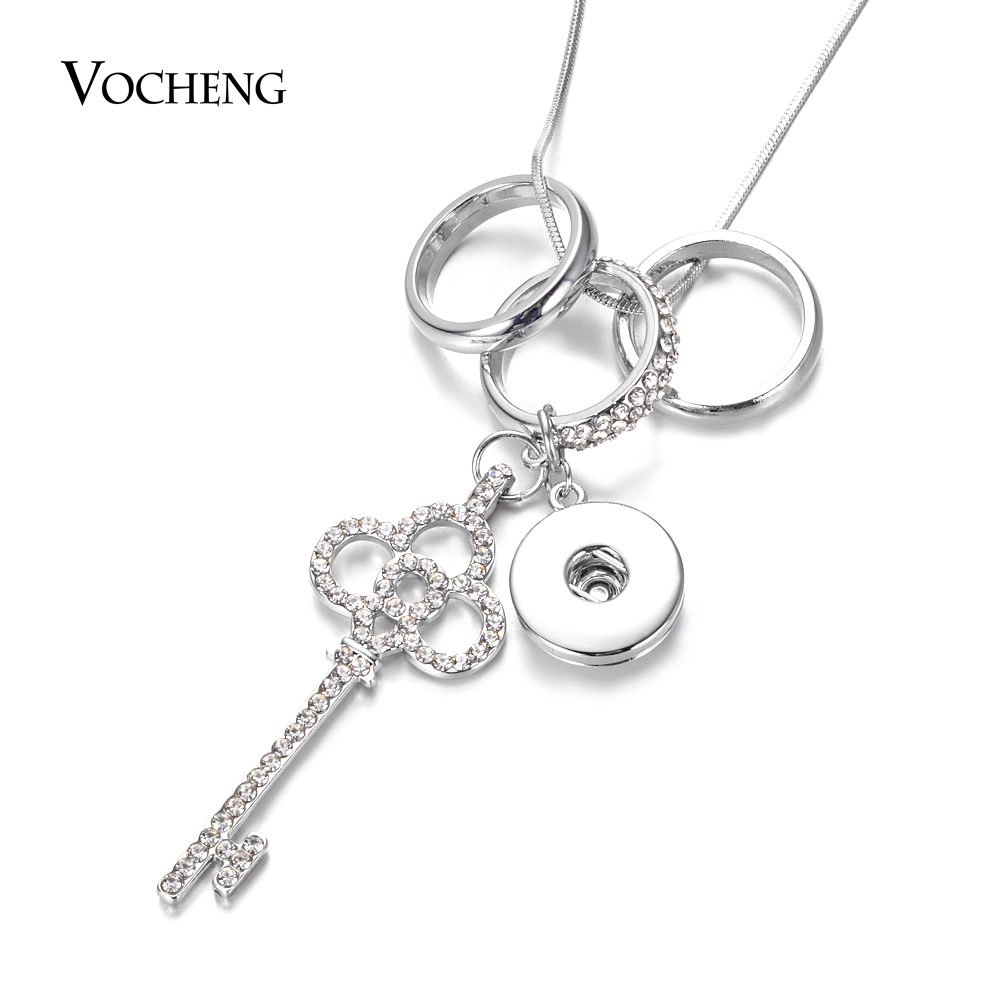 Collier à breloques clés, bijoux à pression, avec chaîne en acier inoxydable de 80CM, convient aux boutons-pression de 18mm, vente en gros, 10 pi