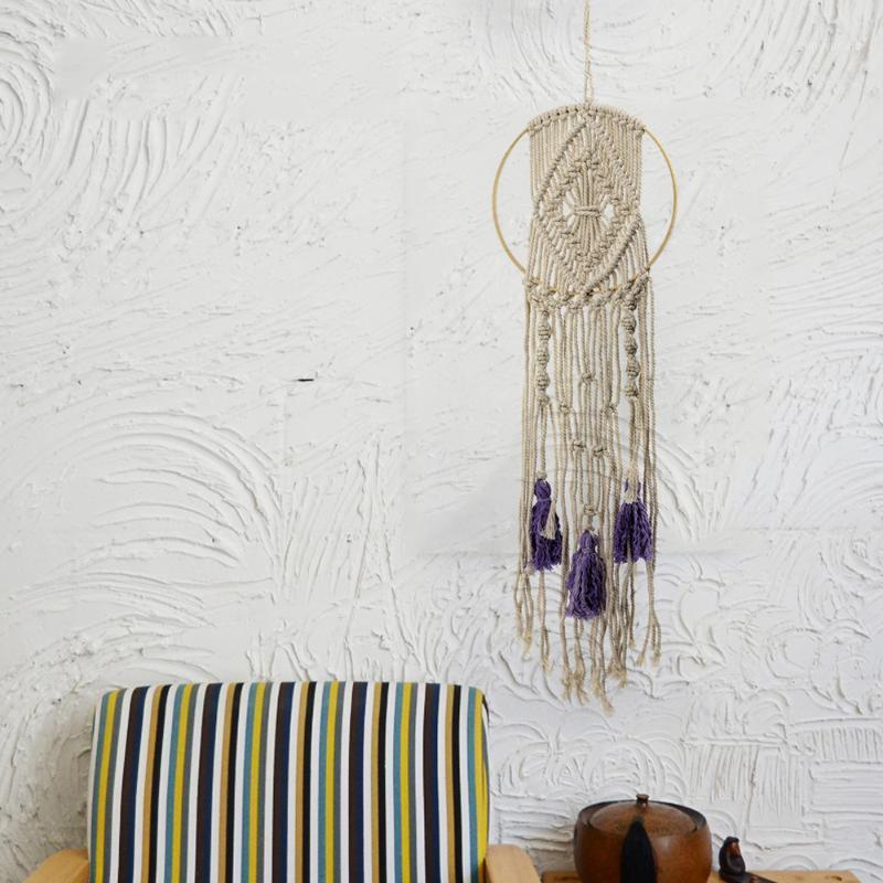 

Tapestries Hand-woven Macrame Tapestry Wall Hanging Living Room Home Decor Cotton And Linen Bohemian Style Chic Gift Ornaments