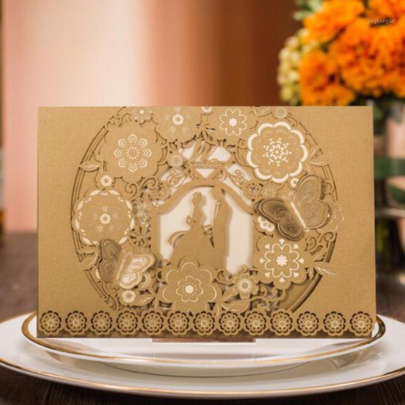 

Laser Cut Wedding Invitations Cards with Envelopes Elegant Butterfly Flower for Bridal Shower Engagement Anniversary 100pcs1