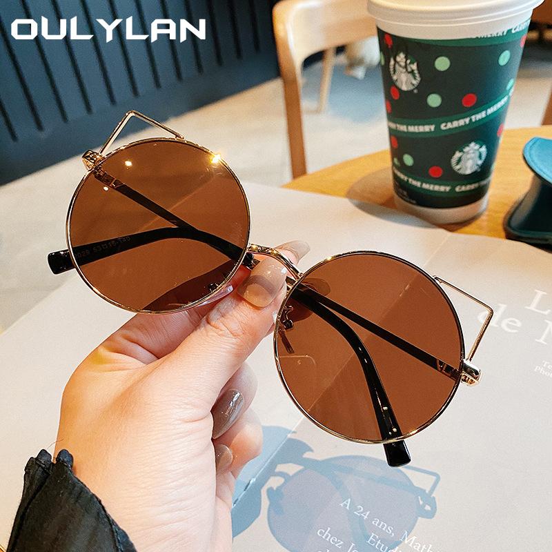 

Oulylan Cat Eye Sunglasses Women Metal Round Sun Glasses Luxury Design Fashion Frame Sunglasses Cateye Glasses Transparent