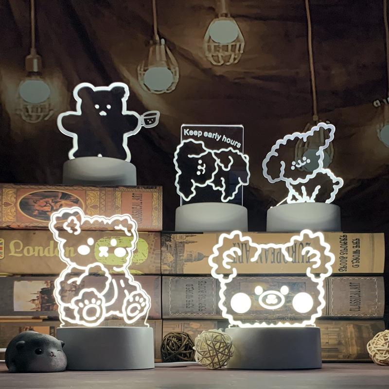 

Night Light Bedside Lamp Bear Color Light Ornaments Children Cute Night Lamp Bedroom Kid Gift Pressure Reducing Toy
