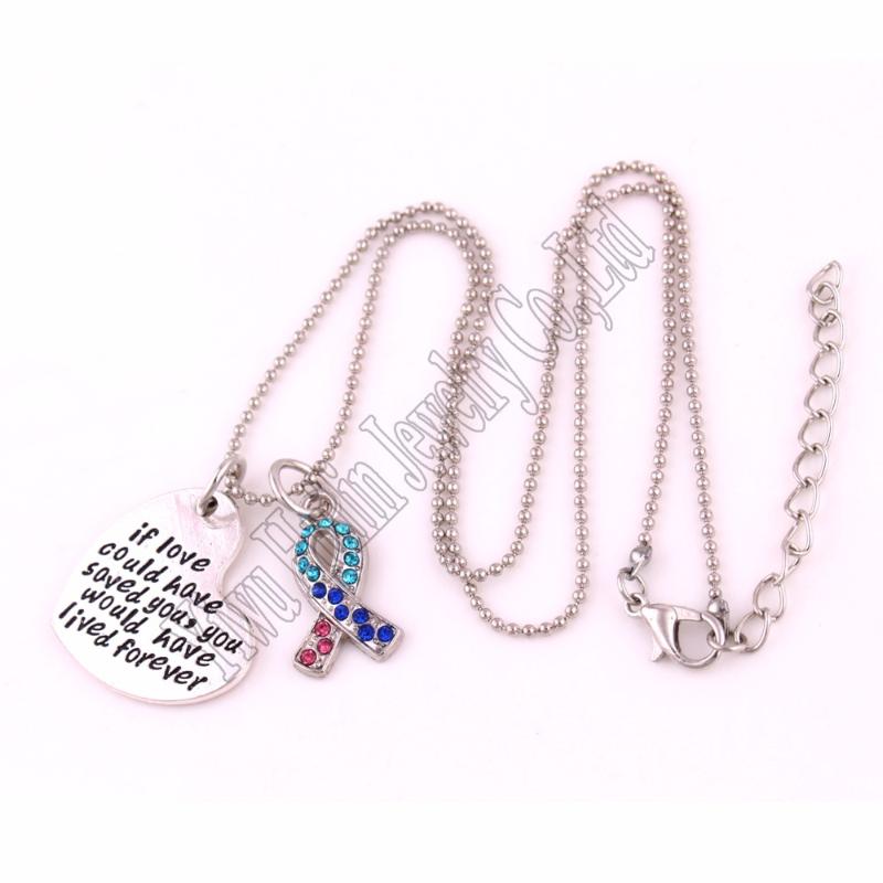 

New styles if love could have saved you,you would have lived forever heart charm and crystal ribbon Pet Memorial Necklace