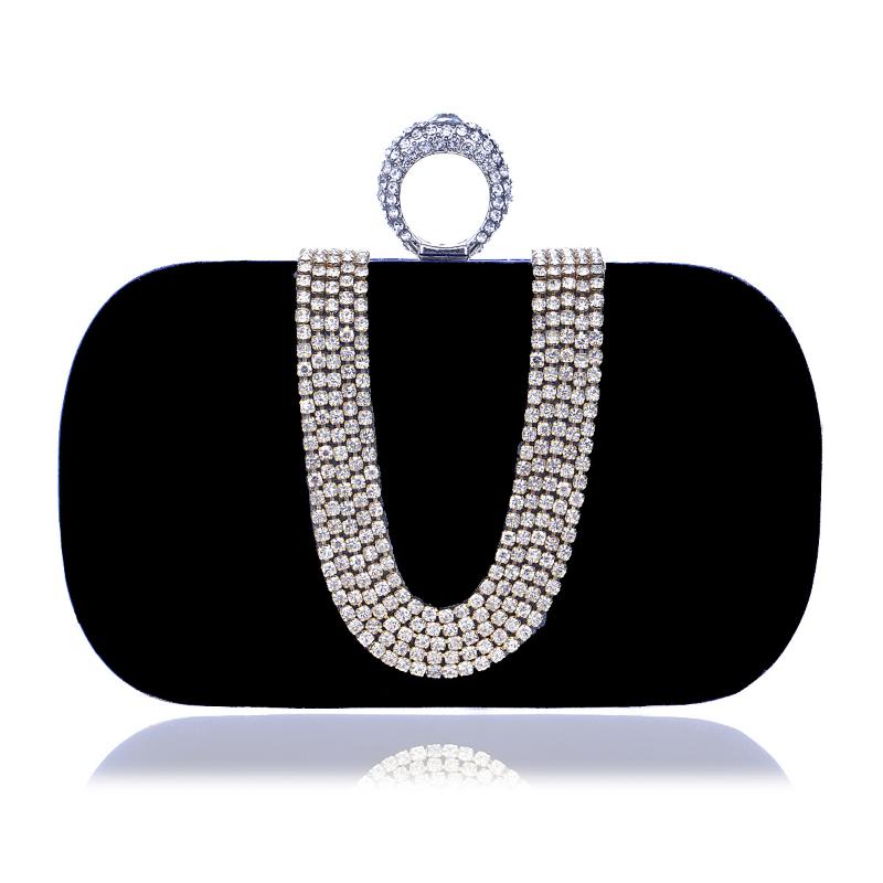 

Evening Clutch Bag Party Wedding Crystal Clutches Purse Crossbody Bags for Women Luxury Chain Shoulder Bag with Rhinestone sac, Black
