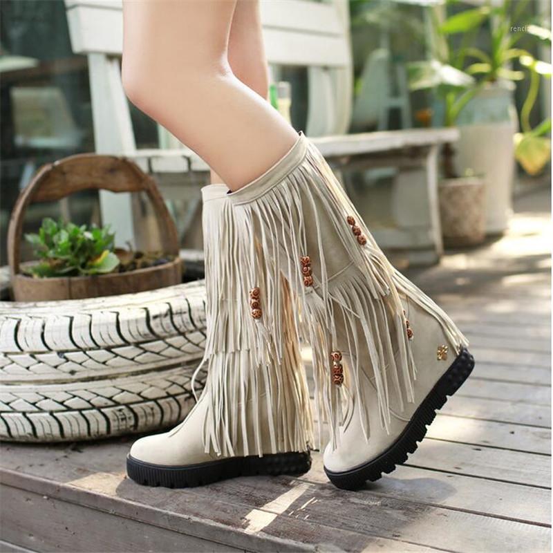 

BBZAI High Quality sexy show Tassels Women's Boots Increased internal 4CM Nightclub Fashion Stage performance 34-42 431, Black