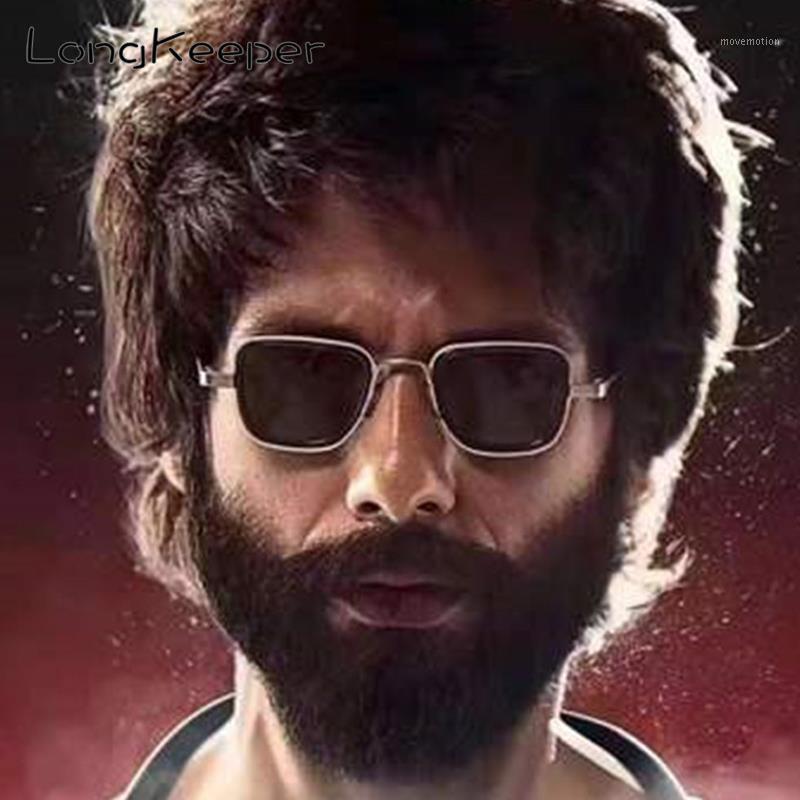 

LongKeeper Vintage Square Sunglasses Men Pilot Fashion Metal Punk Glassses Sun Glasses masculino UV4001