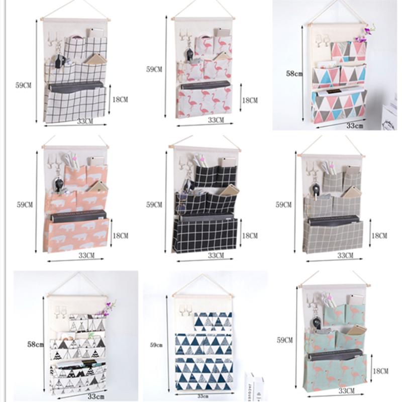 

1pc 5 Pockets Wall Bag Waterproof Sundries Bedroom Simple Home Organizer Storage Hanging Pocket, Green bird