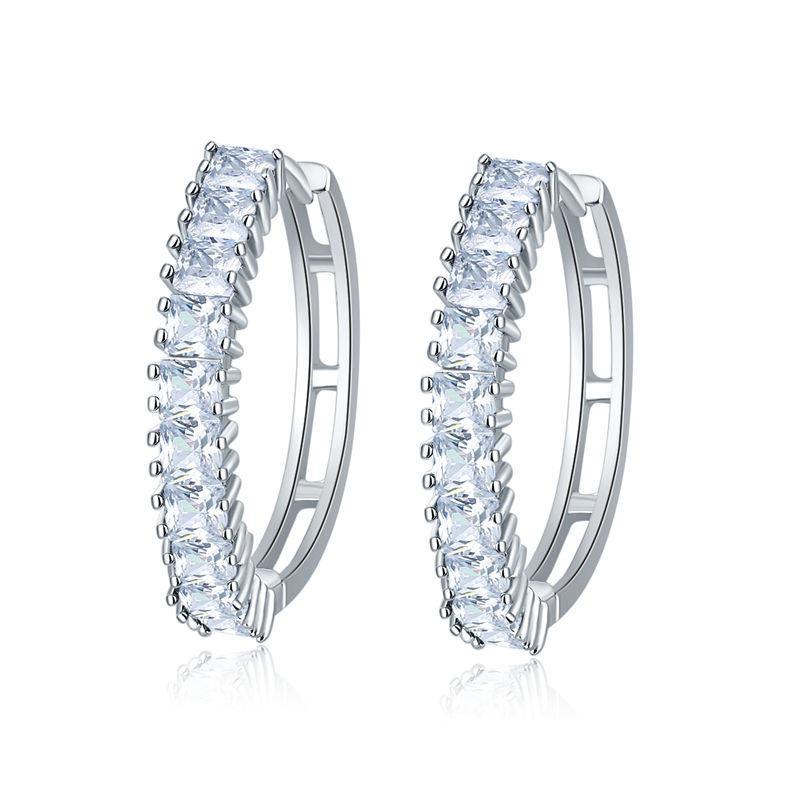 

Earring Simple Designs White Gold filled Zircons Hoop earrings for Wedding Party and Office Jewelry
