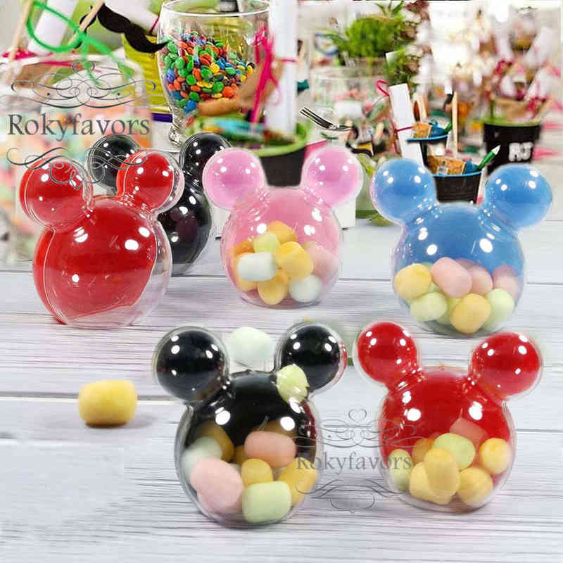 

12PCS Acrylic Micky Mouse Candy Boxes Baby Shower Kids Party Reception Table Decors Children Birthday Sweet Holder H1231