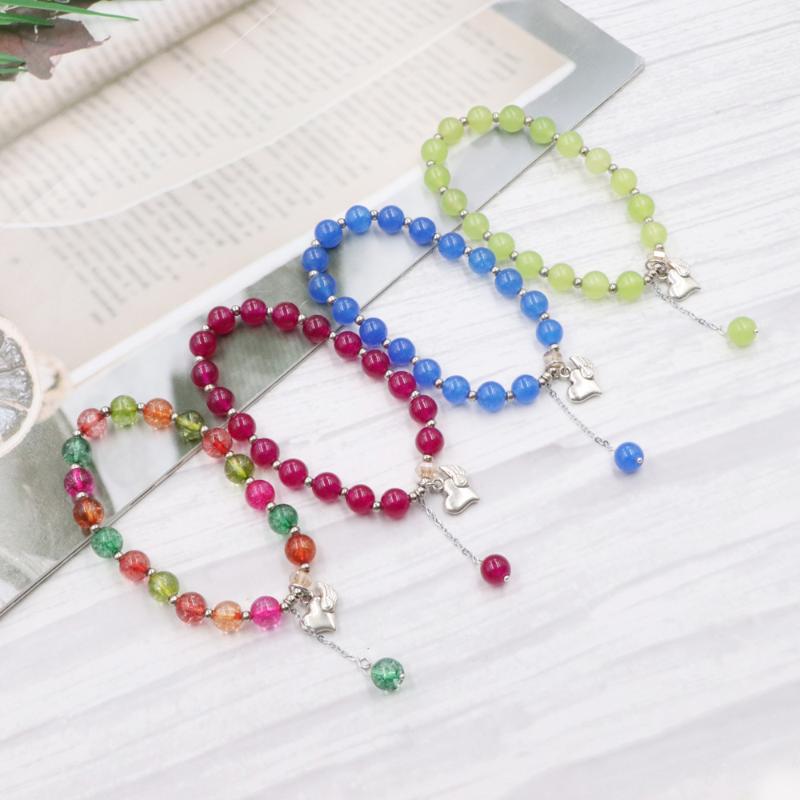 

Charms Boho Ethnic Beaded Bracelet for Women 8mm Crystal Stone Tourmaline Jades Opal Violet Healing Stretch Yoga Jewelry B379