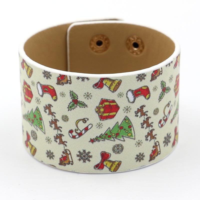 

Women Personality Faux Leather Bracelet Christmas Design Eco-friendly 3 Colors 2020